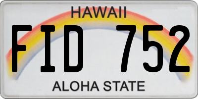 HI license plate FID752