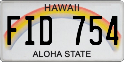 HI license plate FID754