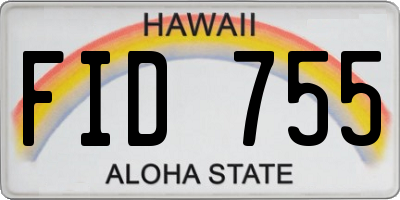 HI license plate FID755