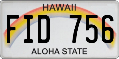HI license plate FID756