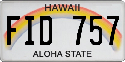 HI license plate FID757