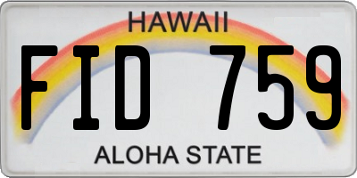 HI license plate FID759