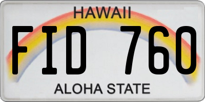 HI license plate FID760
