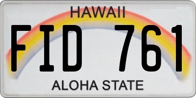 HI license plate FID761