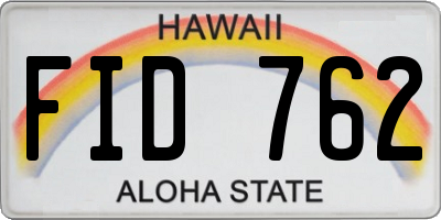 HI license plate FID762