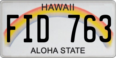 HI license plate FID763