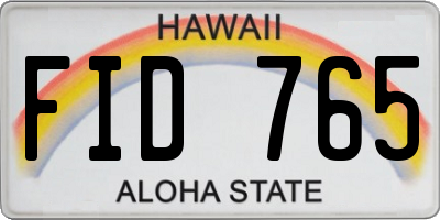 HI license plate FID765