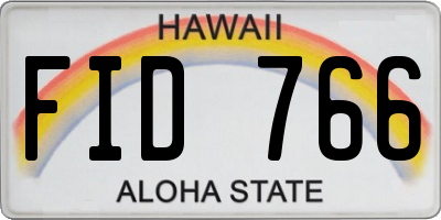 HI license plate FID766