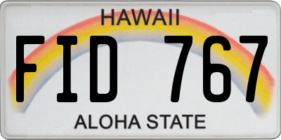 HI license plate FID767