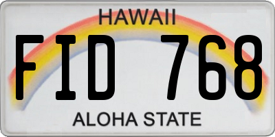 HI license plate FID768