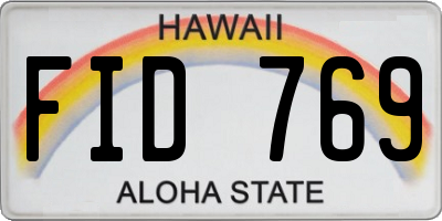 HI license plate FID769