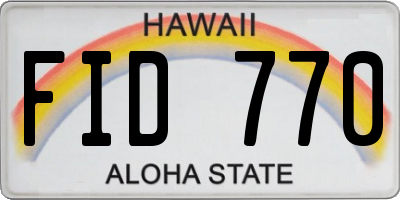 HI license plate FID770