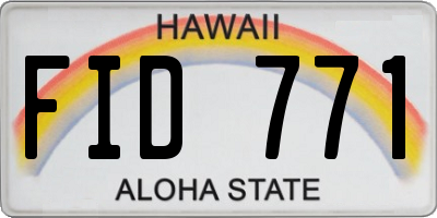 HI license plate FID771