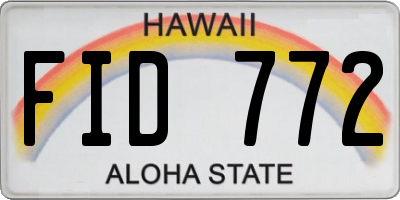 HI license plate FID772