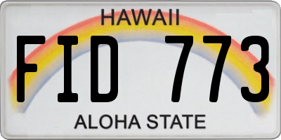 HI license plate FID773