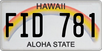 HI license plate FID781