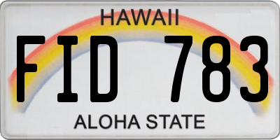 HI license plate FID783