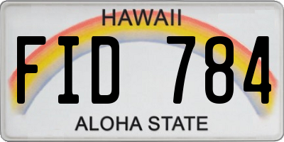 HI license plate FID784