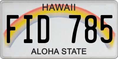 HI license plate FID785