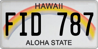 HI license plate FID787