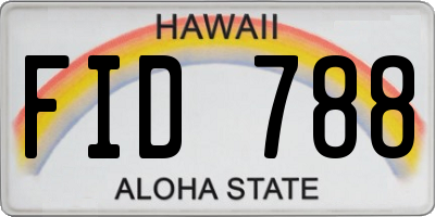 HI license plate FID788
