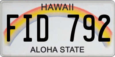 HI license plate FID792