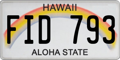 HI license plate FID793