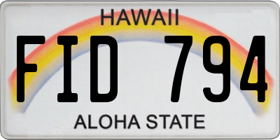 HI license plate FID794