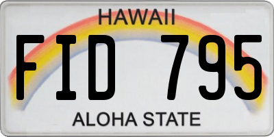 HI license plate FID795