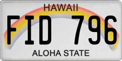 HI license plate FID796