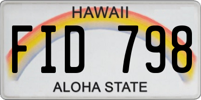 HI license plate FID798