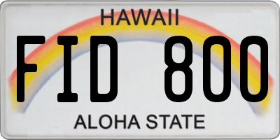 HI license plate FID800