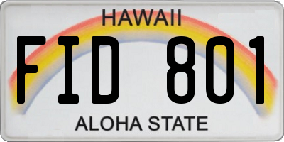 HI license plate FID801