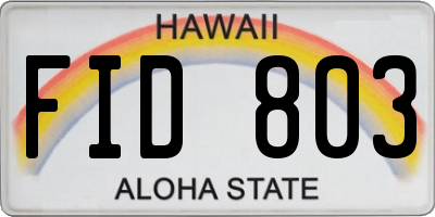 HI license plate FID803