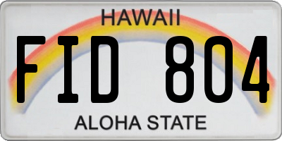 HI license plate FID804