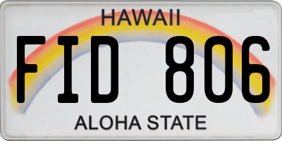 HI license plate FID806