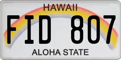 HI license plate FID807