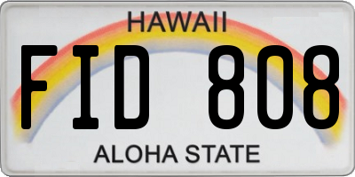 HI license plate FID808