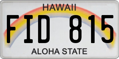 HI license plate FID815