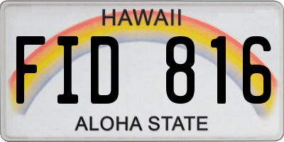 HI license plate FID816