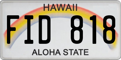 HI license plate FID818