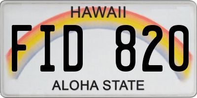 HI license plate FID820