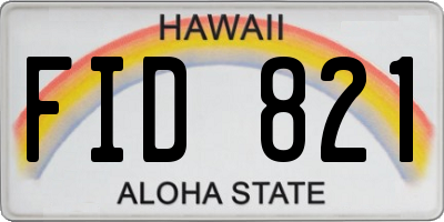HI license plate FID821