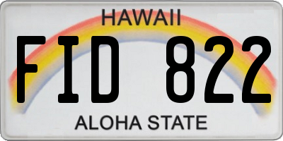 HI license plate FID822