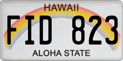 HI license plate FID823