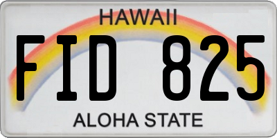 HI license plate FID825