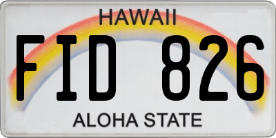 HI license plate FID826