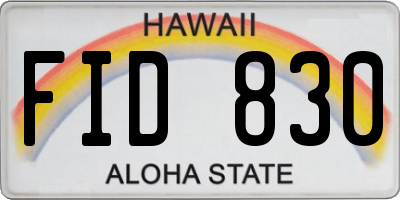 HI license plate FID830
