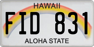 HI license plate FID831