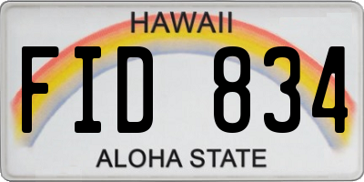 HI license plate FID834